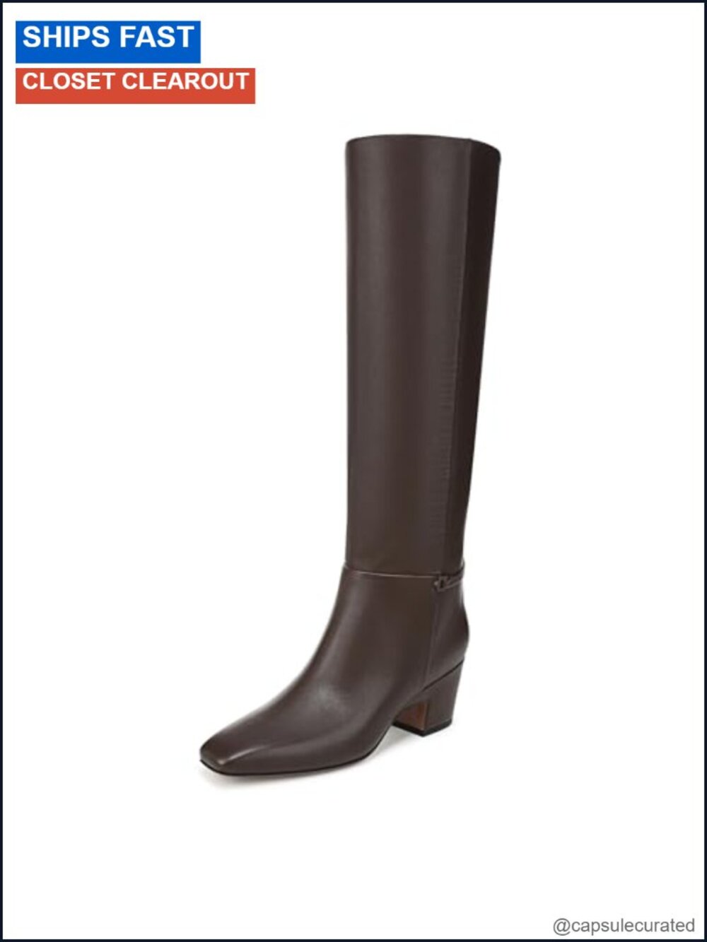 Leather Mid-Calf Equestrian Boots with Side Zipper & Block Heel